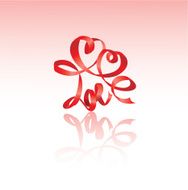 Valentine`s Day card with hearts and word LOVE