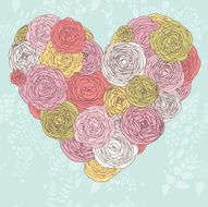 Stylish heart made of flowers in vector