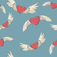 vector seamless wings and heart