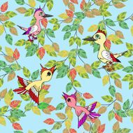Little birds sing songs Seamless texture N2