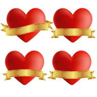 Set of heart icons with badges vector illustration