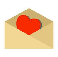 red heart into envelope