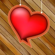 Glow heart on wood background EPS8 N3