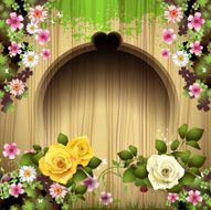 Carved wood with roses