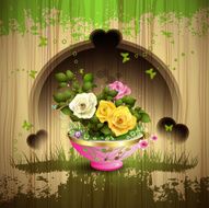 Flowerpot with roses N4