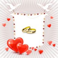 Wedding invitation card with rings