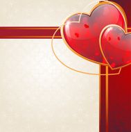 Valentine&#039;s Day card with sparkling hearts and ribbon