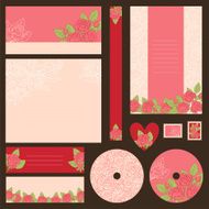 Set of wedding invitations with flowers background