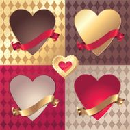 assorted vector Valentine heart banner and ribbon tag collection