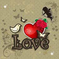 Love heart and bird