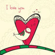 Card with singing bird in love