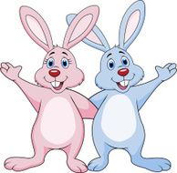 Rabbit couple hand waving
