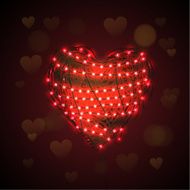 Abstract heart background with luminous garland