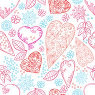 hearts and flowers seamless texture