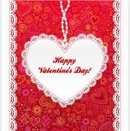 Vector Valentine&#039;s day lacy heart greeting card