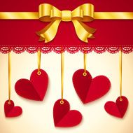 Valentine&#039;s day greeting card with hearts and bow