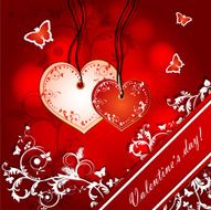 Illustration with hearts of love