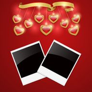 Valentine&#039;s day background with hearts and photo frames