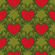 Seamless ornamental pattern with hearts