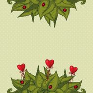 Background with hearts and leaves