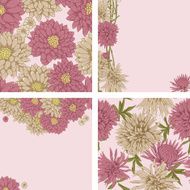 Set of floral seamless backgrounds and cards
