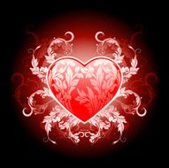 Red valentines heart with floral pattern