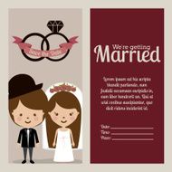Wedding design over beige background vector illustration