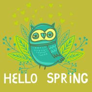 Vector card with funny owl Cute cartoon character Hand drawing N3