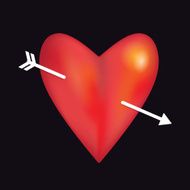 Red heart arrow black background Love wedding marriage Valentine&#039;s Day