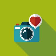Valentine's Day photo camera flat icon with long shadow eps10 N17