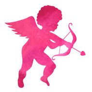 watercolor silhouette of an angel watercolor painting on white background N22
