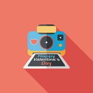Valentine's Day camera photo flat icon with long shadow eps10 N6