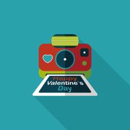 Valentine's Day camera photo flat icon with long shadow eps10 N7