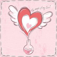 pink valentine card with heart