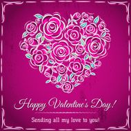 valentine card with heart of flowers and wishes text