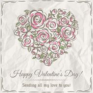 valentine card with heart of flowers and wishes text N2