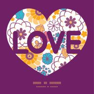 Vector colorful oriental flowers love text frame pattern invitation greeting