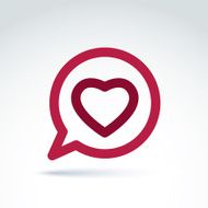 Heart over the speech bubble icon vector stylish symbol