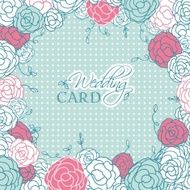 Wedding card with beautiful rose flowers on polka dot background N3