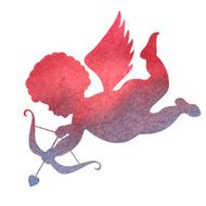 watercolor silhouette of an angel watercolor painting on white background N23
