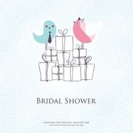 Bridal shower invitation with two cute birds in bride