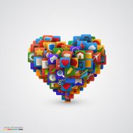 Heart with many application icons