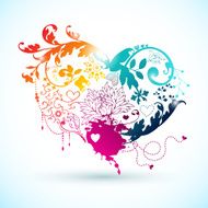 Decorative rainbow heart with floral elements N2