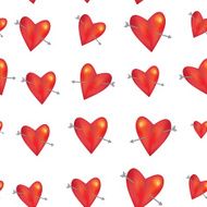 Seamless pattern Red heart with arrow white background Valentine&#039;s Day
