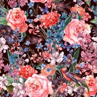 Floral seamless watercolor background N7