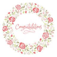 Greeting card with inscription and floral pattern