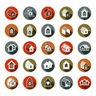 Houses abstract icons architecture theme graphic symbols