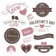 Vintage Valentine's Day sale design graphic elements