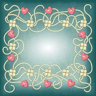 Card with frame of ropes knots and beads
