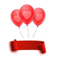 Red banner with three balloons